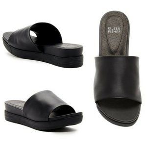 Eileen Fisher | Black Soft Leather Slides